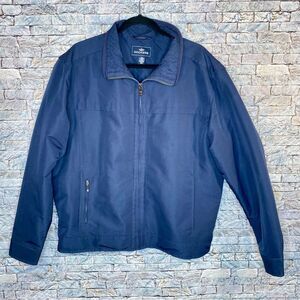 Dockers Full Zip Navy Jacket for Men Size Large Weatherproof with Pockets